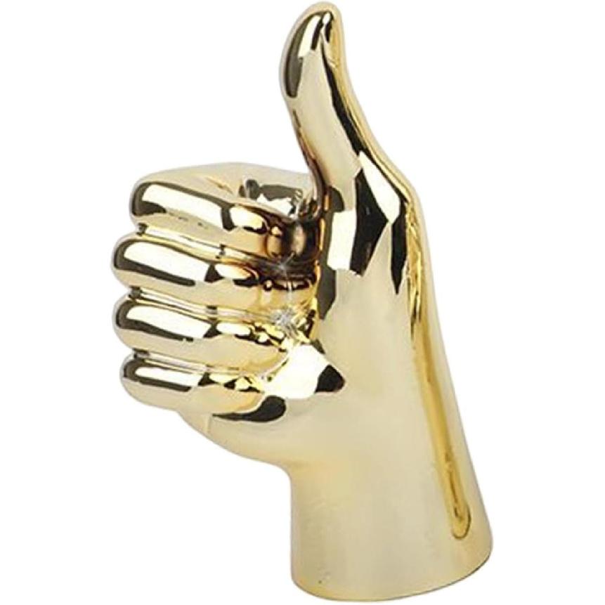 Hand Gesture Statue Modern Art Gesture Sculpture Table Statue Ornament for Home Office Living Room Table Decoration - Golden, Thumbs Up