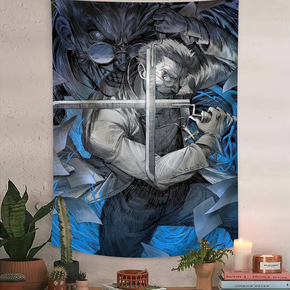 Cool Alucard Anime HHellsing Tapestry Art Printing Japanese Anime Wall Tapestry Anime Wall Hanging Home Decoration