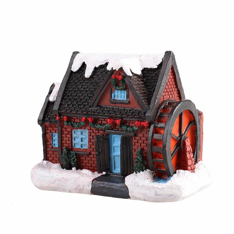 Christmas Resin Light-Up Small House Ornament - Retro Micro Landscape Decoration