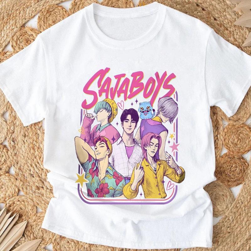 Saja Boys T shirt 2026 New Summer Casual Boys Girls Short Sleeve Tops Anime Kpop Demon Hunters Kids T-shirts Children's Clothing
