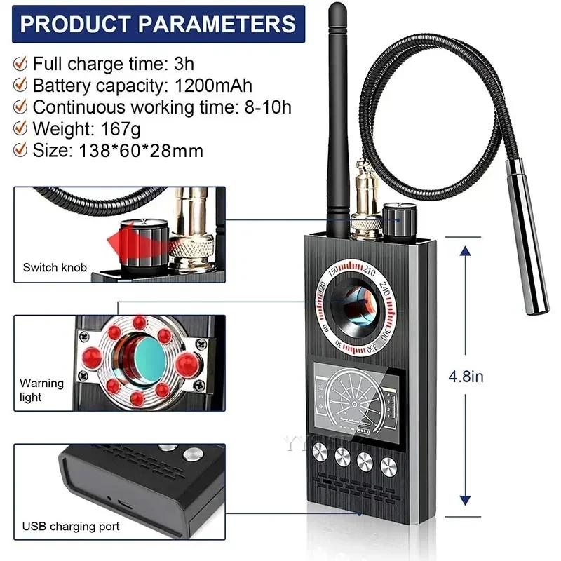 K68 Professional Anti-Spy Detector Hidden Camera Finder RF Signal Bug Scanner GPS Tracker Detector for Car Home Security