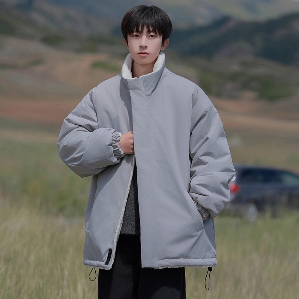 Winter new fashion versatile velvet windproof waterproof cotton-padded clothes men's casual jacket