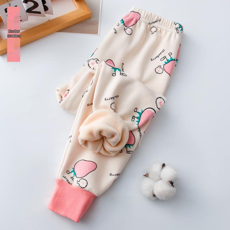 Children's Fleece-Lined Winter Pants - Thick, Warm, Printed Style for Boys & Girls