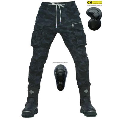 Novinka+motocyklové jezdecké kalhoty Pánské+čtyři kalhoty pro volný čas Retro Motocyklové kalhoty s více vaky