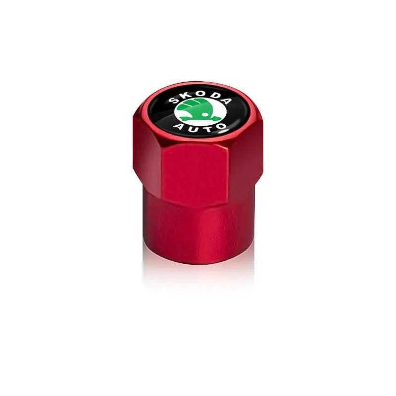 2025 Chaud 4 Pièces/set Alliage de Zinc Bouchons d'Air pour Valve de Pneu de Voiture Articles Antivol Pour Skoda Fabia Kamiq Rapid Kodiaq Octavia a5a 7 2 Ye
