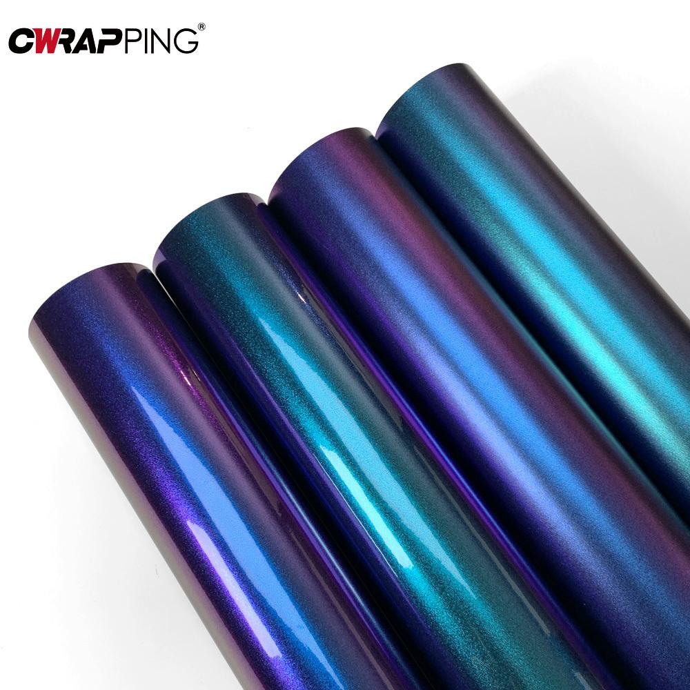 Blue and Purple Chameleon Vinyl Film Motorcycle Sticker Gloss Matte Waterproof Accessories Suitable for Body Helmet Decoration