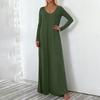 Abito Lungo Casual da Donna alla Moda, Scollo a V, Maniche Lunghe, Vestibilità Larga, Pullover
