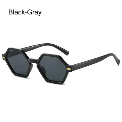 Trendy Šestihranné Malé Rámové Sluneční Brýle Hip-Hop Styl Ochrana UV400 Unisex Design s Nýty Módní Stíny