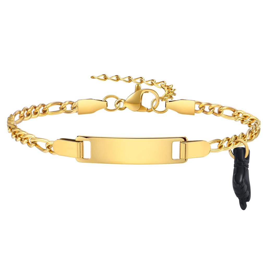 Vnox Personalized Mom Daughter Baby Bracelets, Gold Color Stainless Steel Mesh Band Wristband, Baptism Gift