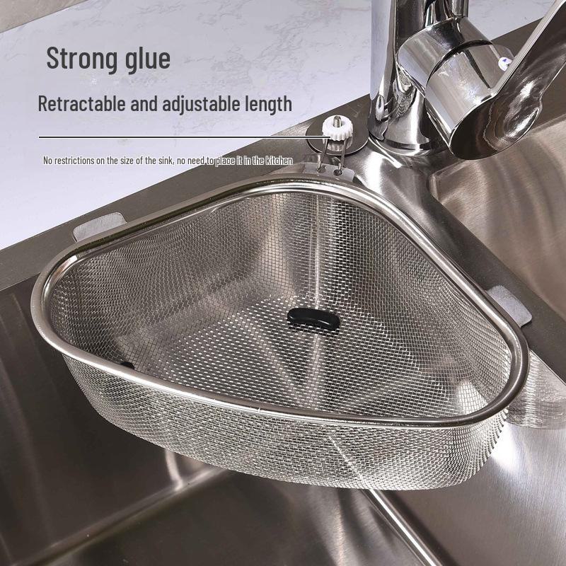 Upgraded Stainless Steel Triangular Sink Drain Basket and Filter for Leftovers and Produce