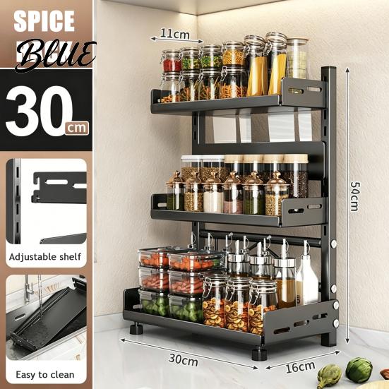 Portaspezie Robusto Rastrelliera da Cucina in Acciaio al Carbonio 2/3 Livelli Organizer da Banco per Condimenti Organizzatore Portabottiglie Multi-Livello per Spezie