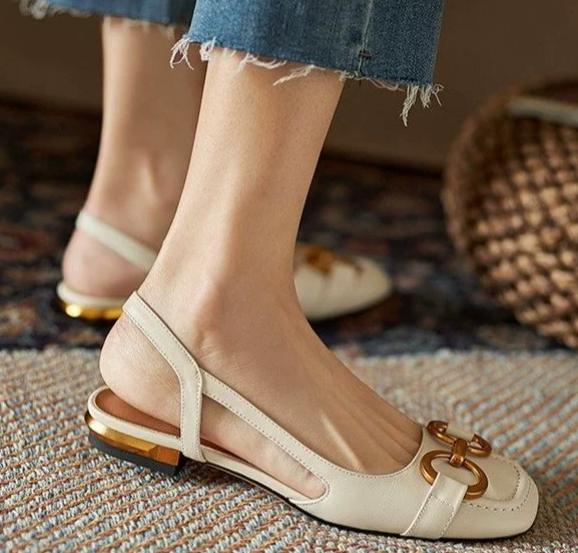 Fashion Baotou-Sandales Rétro à Talons Bas pour Femme, Chaussures de Bureau en Daim à Enfiler, Nouvelle Collection Été 2024