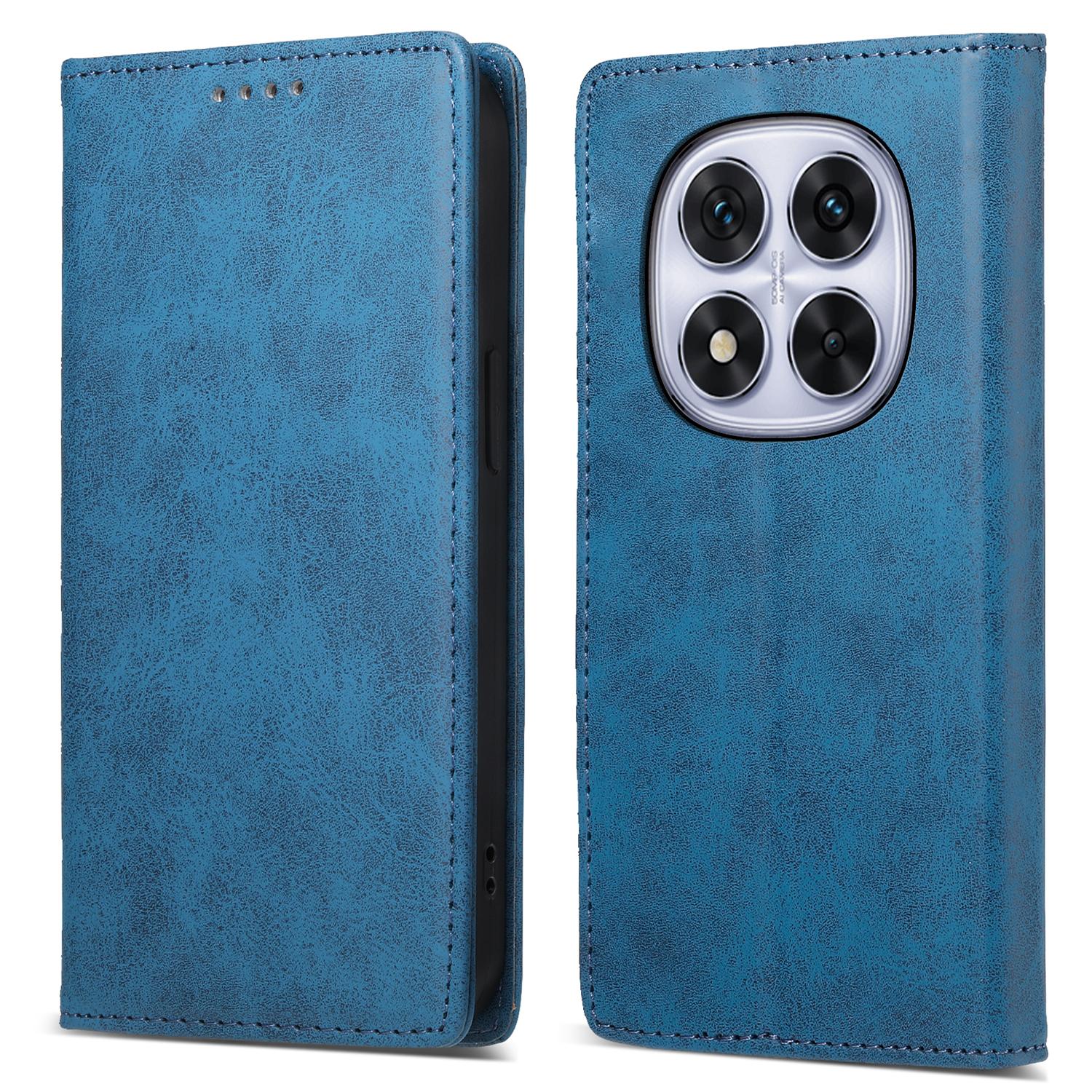 

DF-05 For Xiaomi Redmi Note 14 Pro 5G/Poco X7 5G Wallet Case RFID Blocking PU Leather Phone Cover Blue