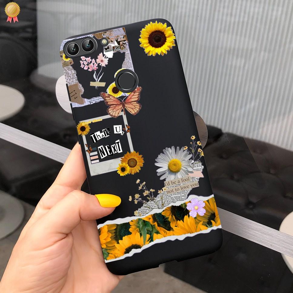 Für Huawei P Smart Hülle Niedliche Blume Schwarz Weiches TPU Silikon Bumper Hülle Für Huawei PSmart P Smart 2017 FIG-LX1 Handyhülle Funda