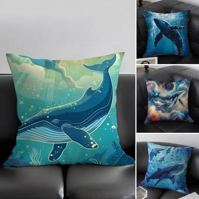 Whale Fashion Cushion Cover Pillowcase Ultra Soft Skin Friendly Fabric Cloud Like Comfort Concealed Zipper