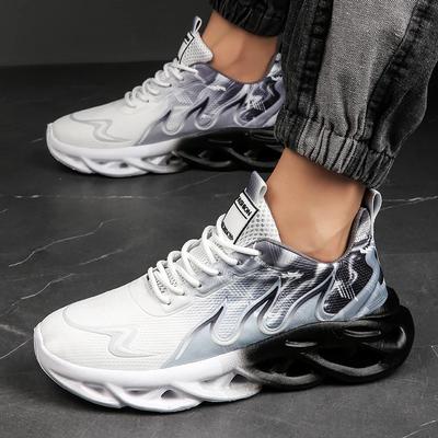 Men's Casual Sports Shoes Breathable Lightweight Flame Print Sports Shoes Summer Outdoor Tennis Running Hiking Shoes for Men