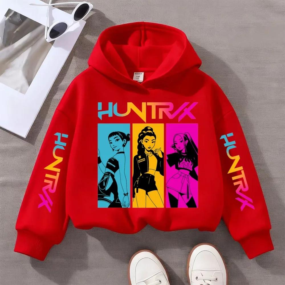 Girls Hooded Sweatshirt Warm Cute KPop Demon Hunter Cartoon Children's Wave Fashion Casual Tops Rumi Casual Purple Pink Clothing