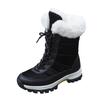 Fashion Women Snow Boots Warm Plush Comfortable Platform Shoes Lady Lace-up Mid-Calf White Boots Outdoor Non-slip Winter Shoes Botines