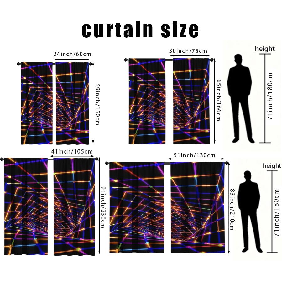 2pcs Neon Grid Pattern Curtains   Perfect for Party/Modern Window Decor   Vibrant Home Living Room Bedroom Decor