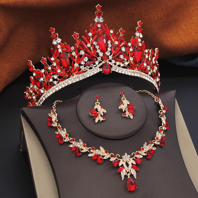 Princess Purple Tiaras and Crowns 3-pack Wedding Crown Sets and Necklace Earrings for Party Birthday Costume Jewelry Bridal