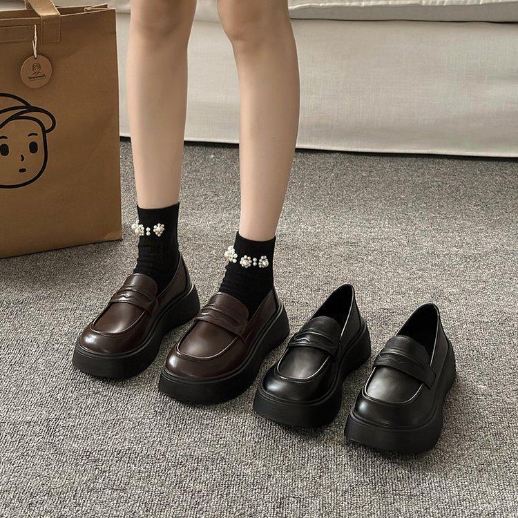 Platform Loafers Women's 2025 New Women's Shoes, British Style In Spring and Autumn, Fashionable Outer Wear, Small Leather Shoes