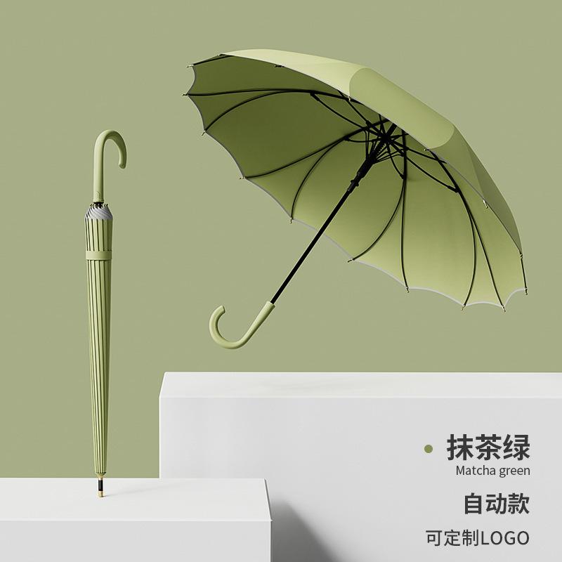 New straight-shank one-piece umbrella girls high-value automatic umbrella enlarged reinforcement thickened rainstorm-resistant long-handled umbrella