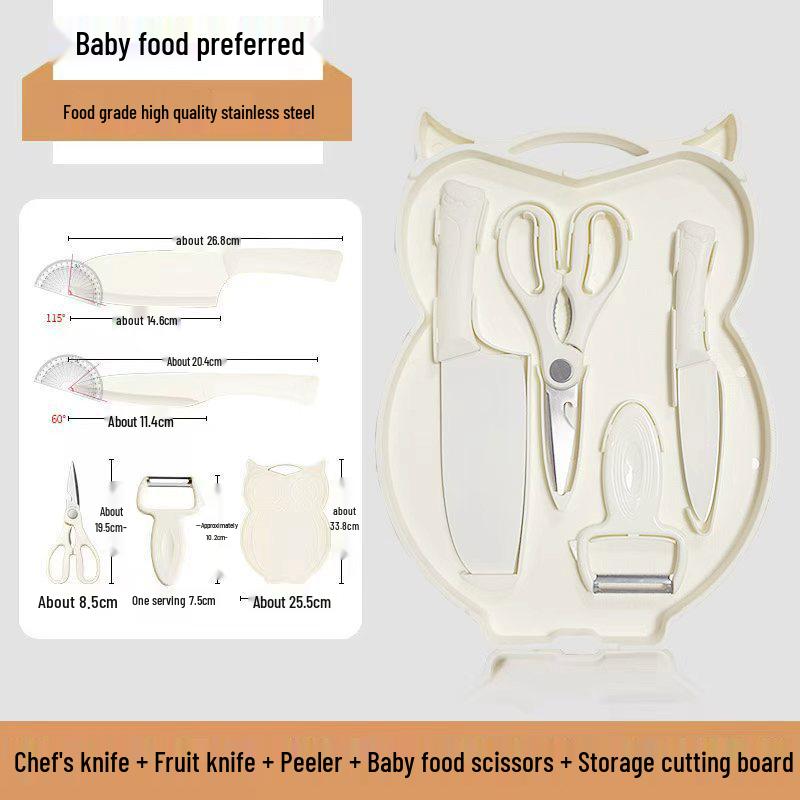 Baby Food Prep Set: Chef's Knife, Cutting Board, Multi-Functional Tools, 5-Piece Combo