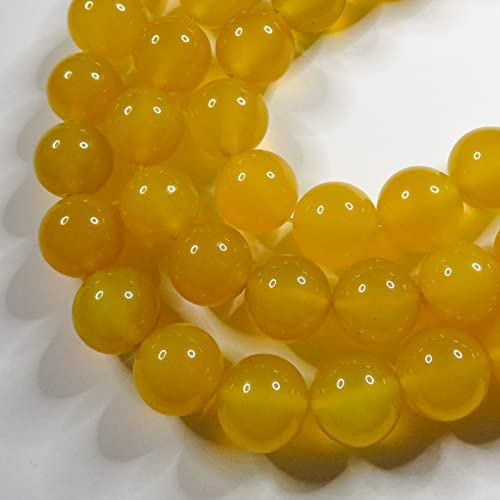 SmileStone Yellow Agate Round Beads (12mm) - Sold as a Strand (Approx. 38cm)