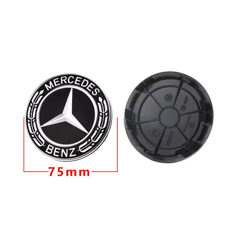 XCCWN1 For Mercedes Benz 4pcs 75mm For Mercedes Benz Car Wheel Center Cap Rim Hub Caps Emblem W202 W220 W213 W210 W164 E200 E260 E300