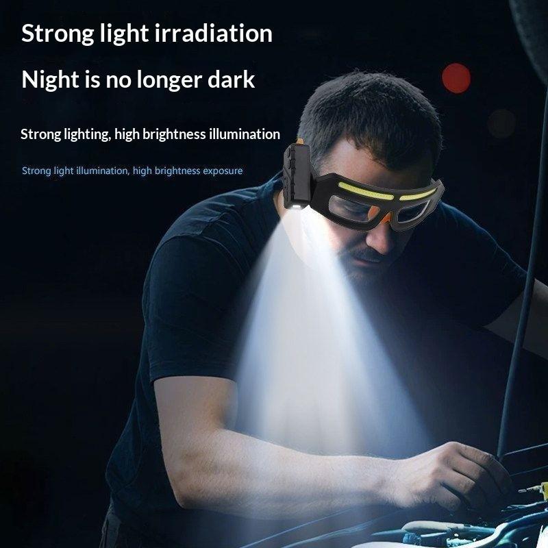 New Multifunctional Glasses Light With Type-C Charging, Warning Headlamp, Compact And Portable, Touch-Sensitive Headlamp