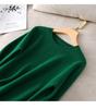 Women's 100% Wool Round Neck Long Sleeve Knitted Sweater – Solid Color for Autumn and Winter
