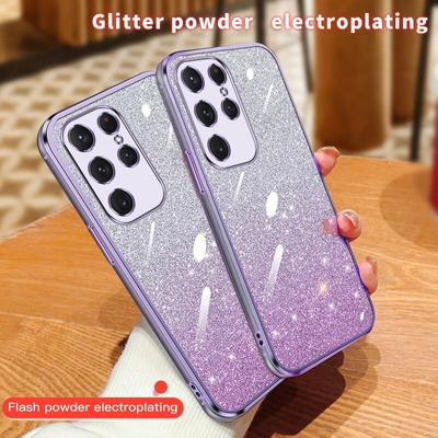Fashion Plating Farbverlauf Glitzer Hülle für Samsung Galaxy S24 Plus S23 S22 Ultra S21 S20 FE A54 A34 A14 A15 Silikon Rückseite