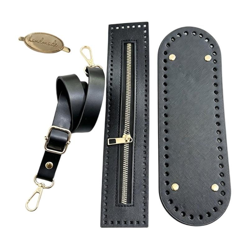 PU Bag Accessories Set Crochet Bag Bottom Shaper Pads Shoulder Strap For DIY Crafting And Fashionable Style Enhancement