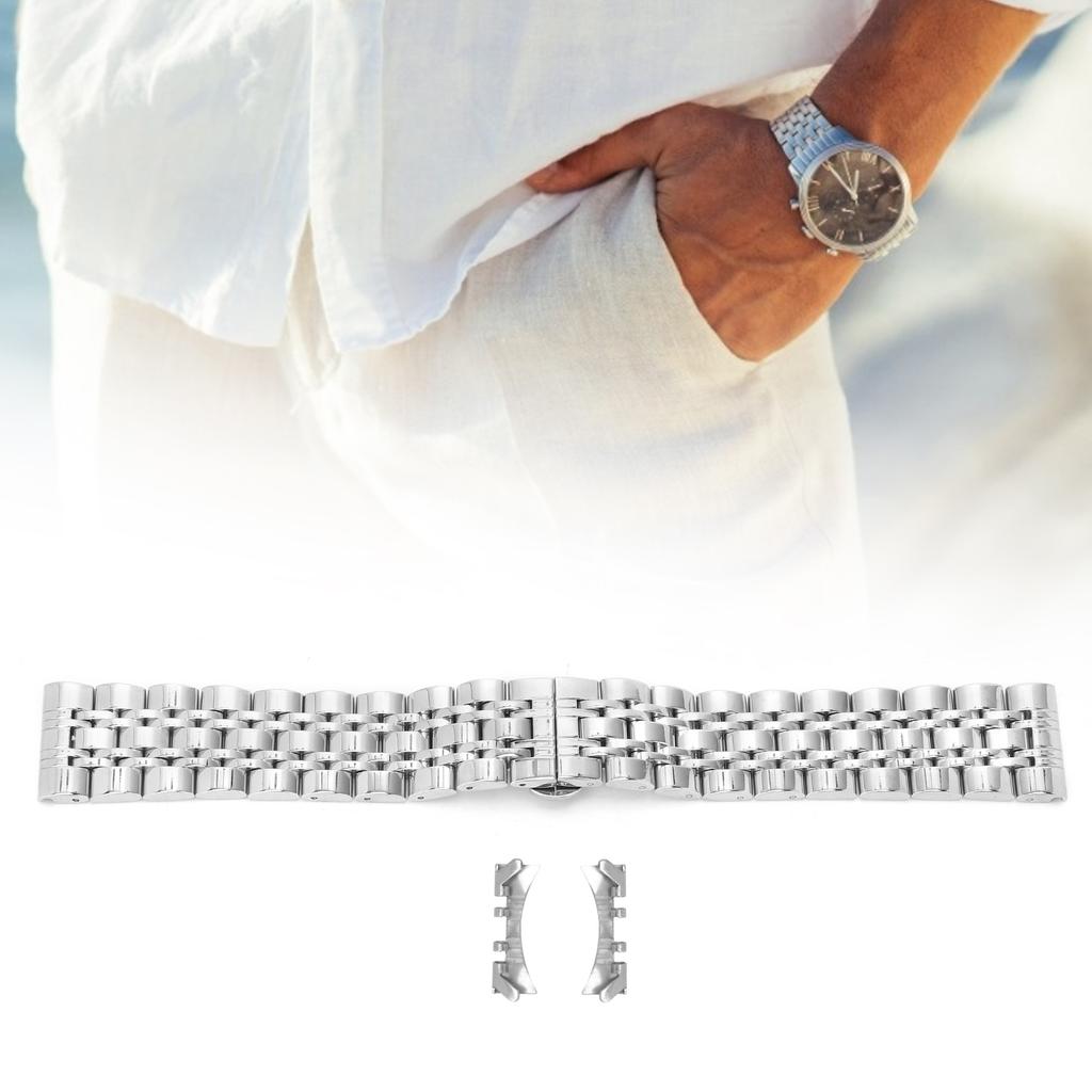 Stainless Steel Watch Band Silver       Clasp Replacement Watchband