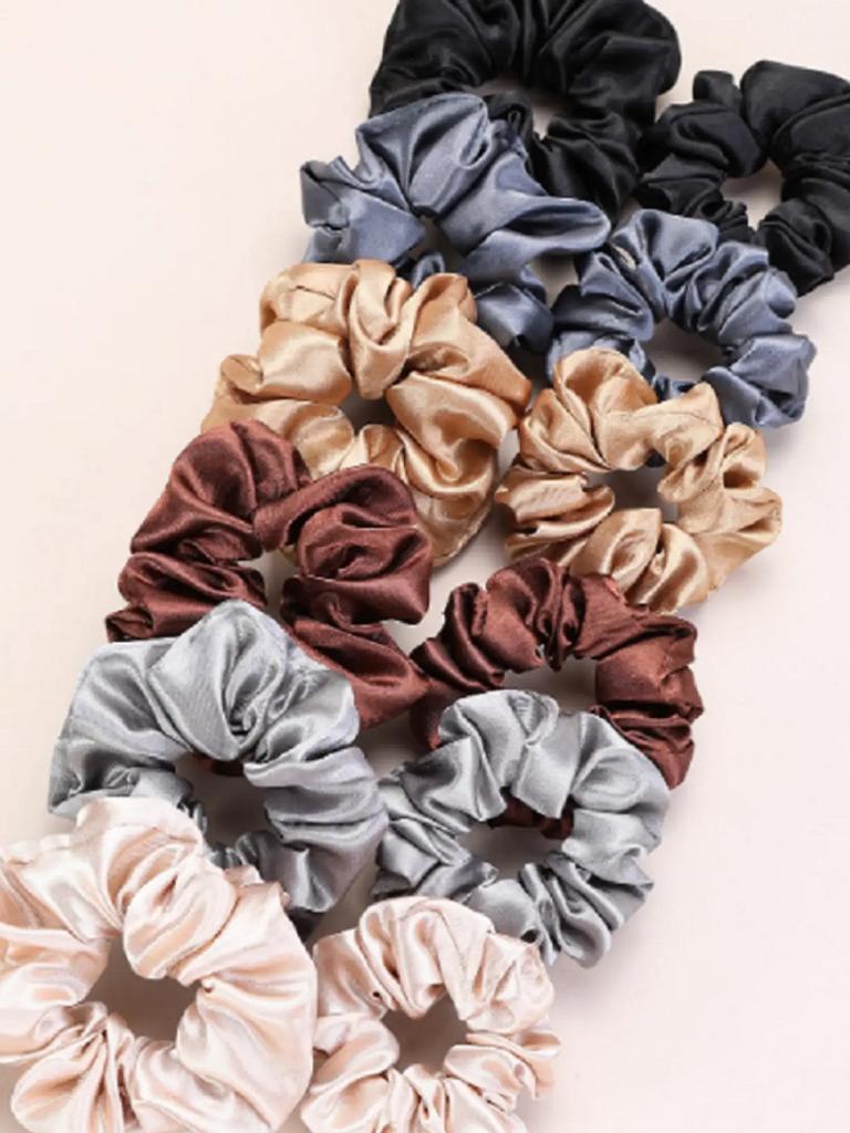 12Pcs Women Satin Hair Scrunchies, Mixed Colors Fashion Hair Rings, High Elasticity Soft Comfortable Hair Accessories
