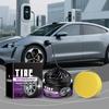 50g Autoreifenbeschichtungswachs Glänzend Schwarz Reifen Glanz Wiederherstellen Langlebig Anti-Aging Glanzverstärker Mit Schwamm Autopolierzubehör