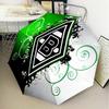 Green and Silver Abstract Automatic Folding Umbrella - 8-Rib Travel Umbrella with Auto Open/Close & Portable Gifts for Holidays or Birthdays