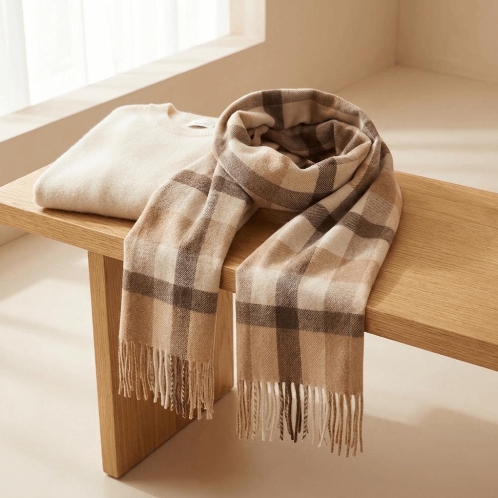Double-Sided Imitation Cashmere Scarf Thickened Unisex Scarf Shawl Classic Plaid Scarf Women