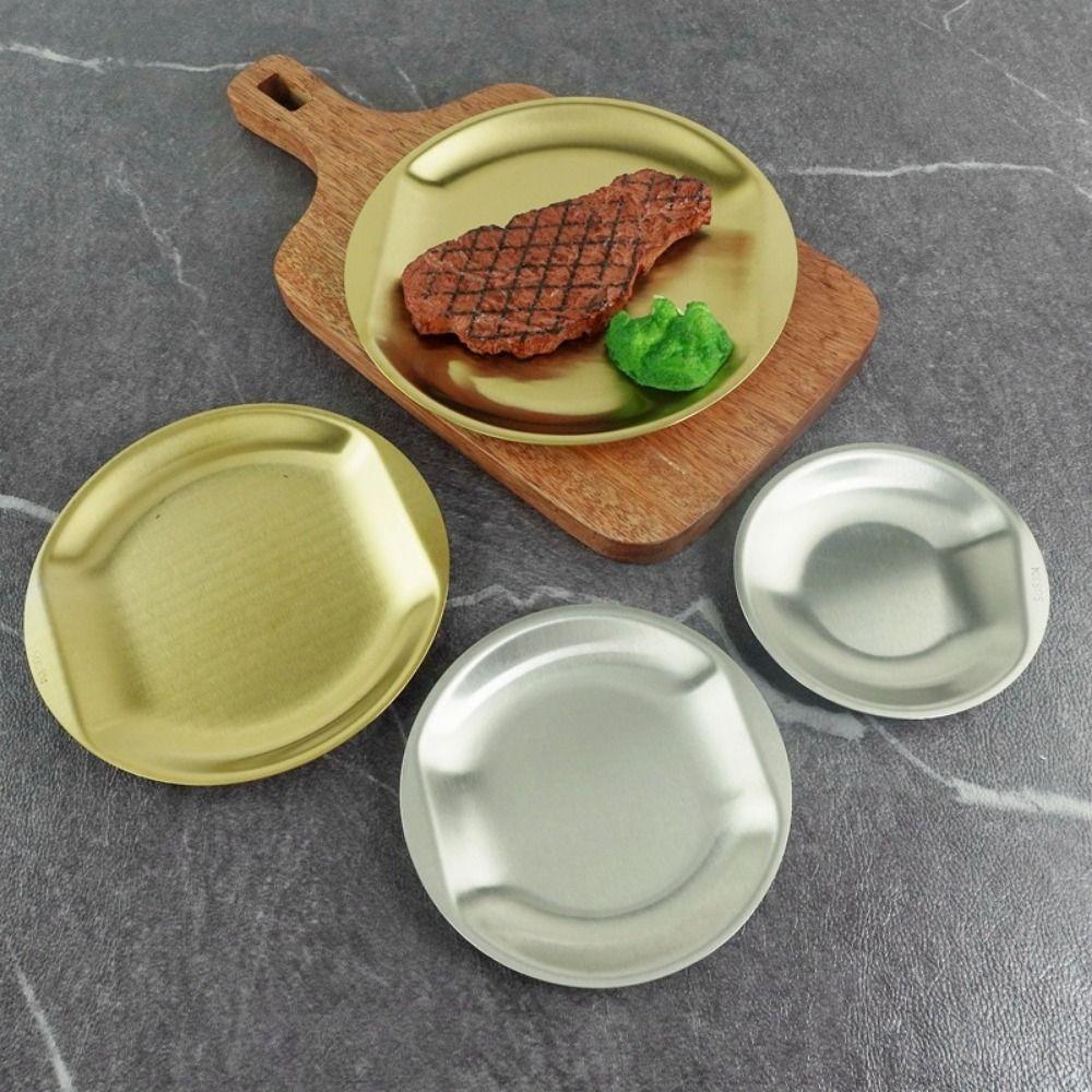 Portable Fruit Plate 304 Stainless Steel Condiment Serving Tray Dessert Plate Tableware Supplies