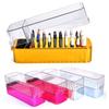 Clear Plastic Nail Art Tool Storage Box Drill Bit Container Case With 40Grids NonSlip Base For Professional Salons