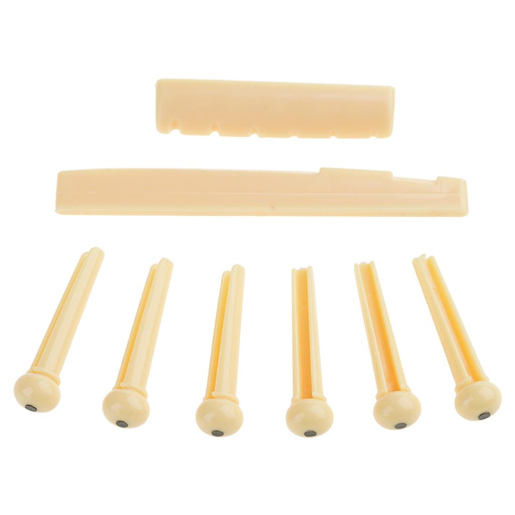 Gitarren-Stegbolzen Stegsattel Stegnuss Akustik-Saitenhalter-Set 6-Saiten Gitarrenzubehör Stegbolzen & Stegsattel & Stegnuss Ersatz