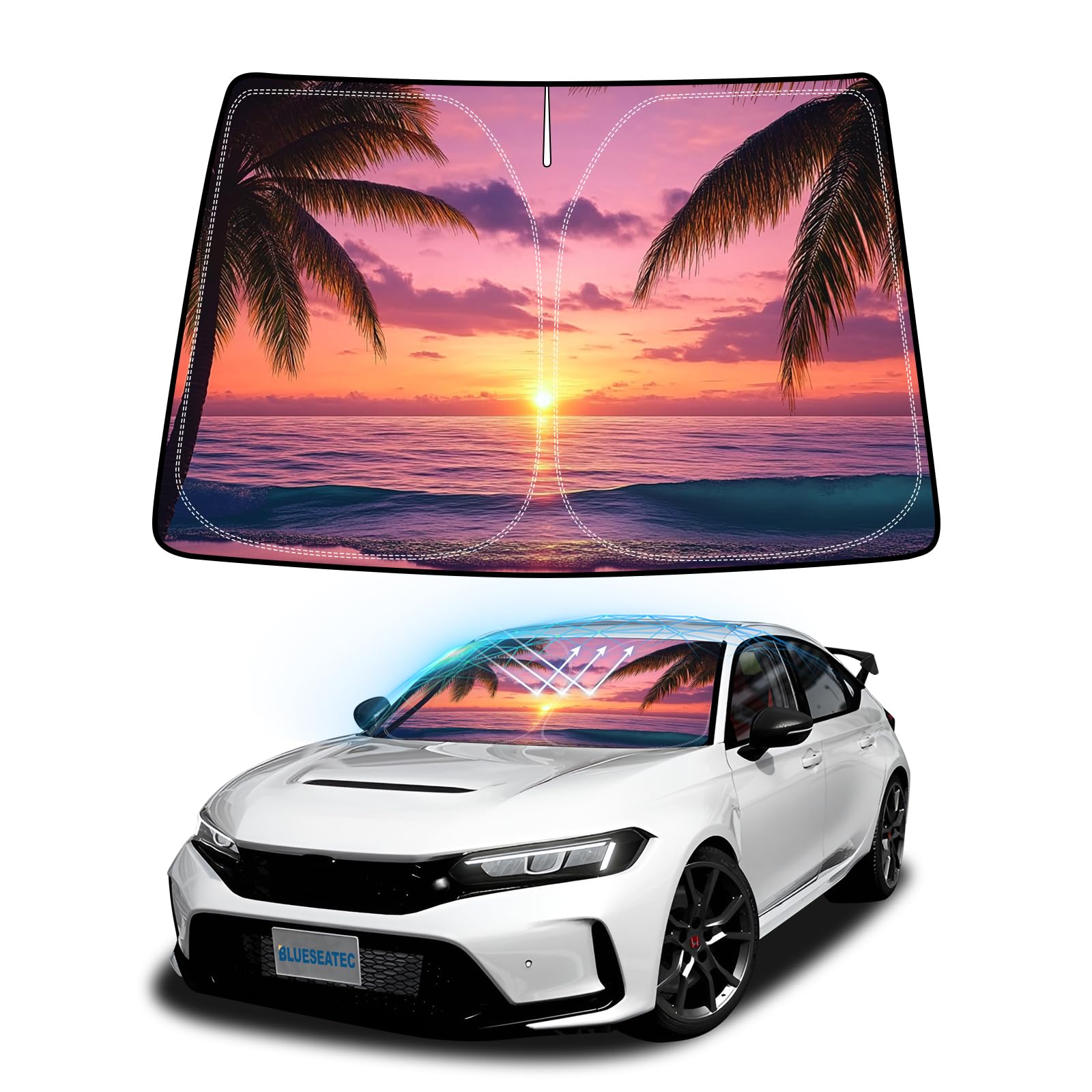 

BLUESEATEC Honda Civic FL Series Compatible Windshield Sun Shade FL1/4/5 R3.9 - Current, UV Honda Civic FL1/4 type