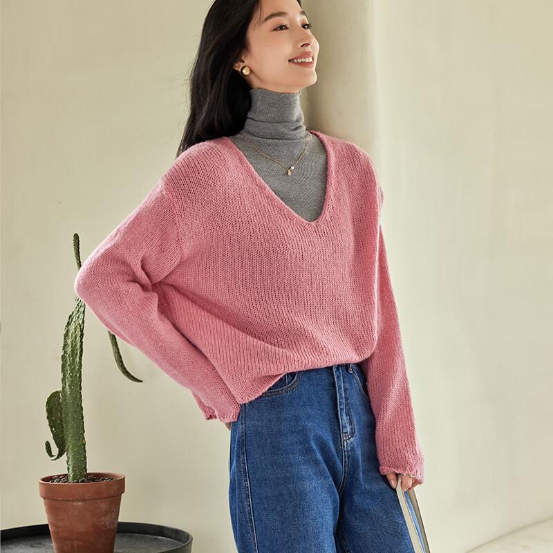 VICTORIA&VERA Women's V-Neck Long Sleeve Knit Sweater