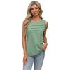 Women's Spring Summer U Neck Pleated Tank Top Solid Color Casual Sleeveless T-Shirt Soft Breathable Daily Wear Basic Top