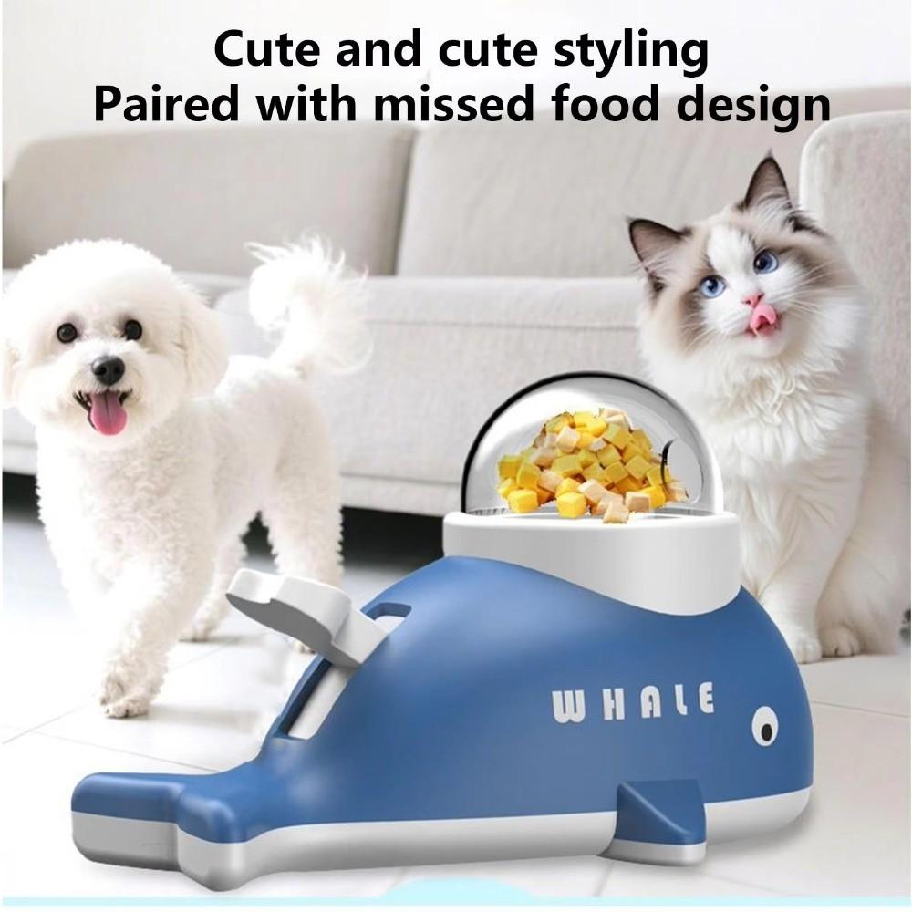 Whale-Shaped Slow Feeder Dog Toy Adjustable Hole Press-Activated Treat Dispensing Dog Toys Anti-slip Base Transparent Window