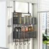 Door Hooks Organizer with Mesh Basket for Towel Storage in Bathroom And Kitchen