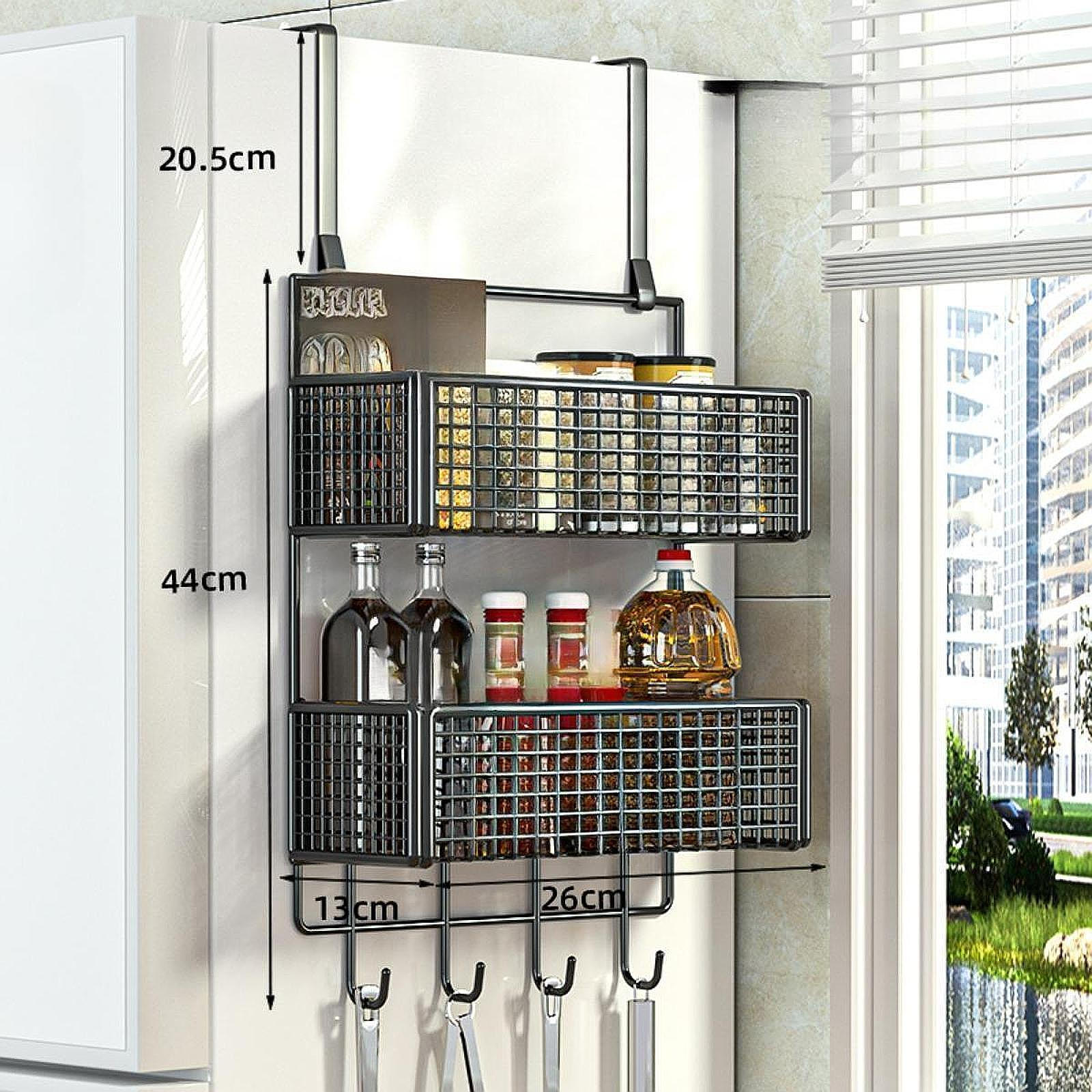 

Дверной крючковый органайзер с сетчатой корзиной для хранения полотенец в ванной и на кухне S чёрный