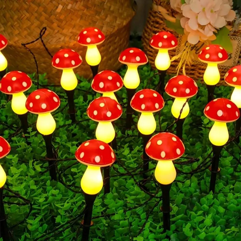 

1PC Solar Mushroom Ground Plug Light Waterproof 8 Lighting Modes for Garden Lawn Patio Yard Pathway Outdoor Landscape Decor 5M 8LED теплим білим кольором