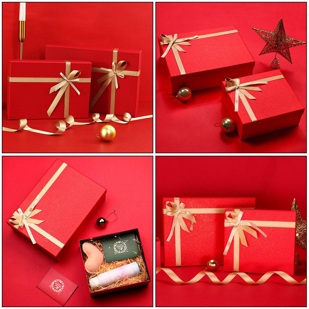 Big Red Gift Box Container Heaven and Earth Cover Paper Composite New Year Boxes