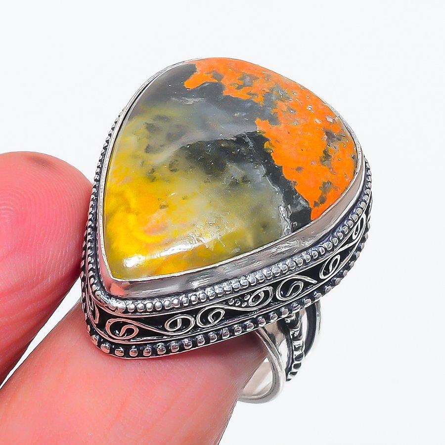 

Натуральный драгоценный камень яшма шмеля 925 пробы ювелирное кольцо размер 9 c9B09